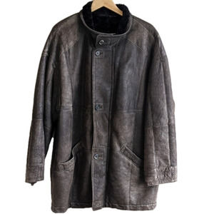 Werner Christ leather lambskin shearling winter coat sz EUR 52